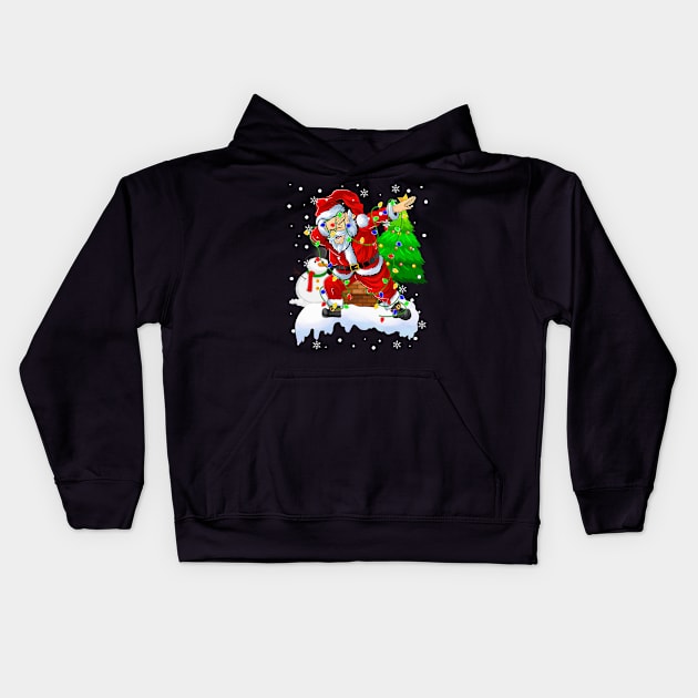 Santa Christmas Dabbing Through The Snow Dabbing Santa Snowman Christmas Lights Kids Hoodie by springins